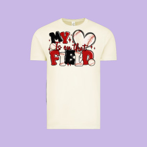 My Heart Is On That Field Baseball Vintage Tee Designed By Maliassmallbusiness