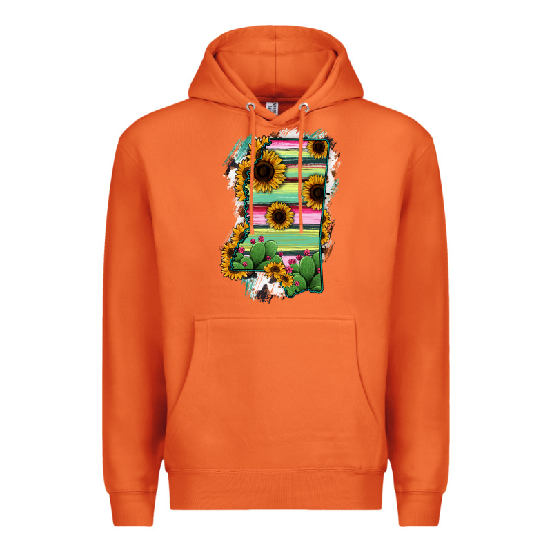 Mississippi Map Sunflower Cactus Serape Premium Hoodie by RanaPortraitStore | Teevron