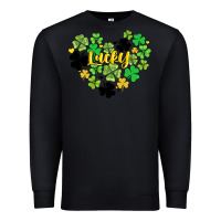 Black lucky heart shaped clover Premium Sweatshirt - AdoDesignShop