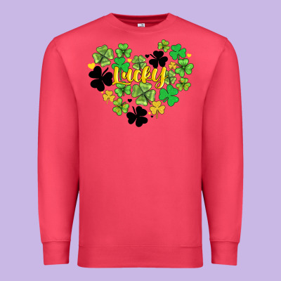 Lucky Heart Shaped Clover Premium Sweatshirt Designed By Adodesignshop