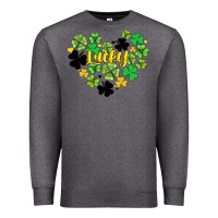Charcoal Heather lucky heart shaped clover Premium Sweatshirt - AdoDesignShop