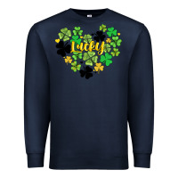 Navy lucky heart shaped clover Premium Sweatshirt - AdoDesignShop