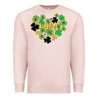 Pale Pink lucky heart shaped clover Premium Sweatshirt - AdoDesignShop