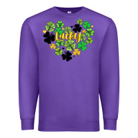 Purple lucky heart shaped clover Premium Sweatshirt - AdoDesignShop