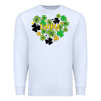 White lucky heart shaped clover Premium Sweatshirt - AdoDesignShop