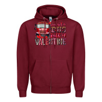 Burgundy I've got bus full of Valentine Zipper Hoodie - RacoonDesign