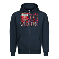 Navy I've got bus full of Valentine Zipper Hoodie - RacoonDesign