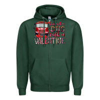 Sports Green I've got bus full of Valentine Zipper Hoodie - RacoonDesign