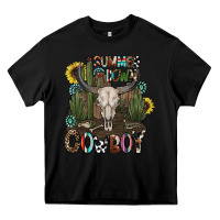 Black summer down cowboy Heavy Core Tee - CowhideDigitalArt