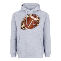 Heather Grey football cowhide leopard patch Heavyweight Hoodie - JahusDesignShop