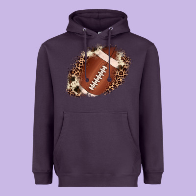 Football Cowhide Leopard Patch Heavyweight Hoodie Designed By Jahusdesignshop