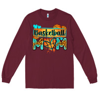 Burgundy basketball mom with leopard Long Sleeve Tee - Zillion Design Studio
