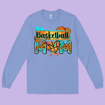 Basketball Mom With Leopard Long Sleeve Tee Designed By Zillion Design Studio