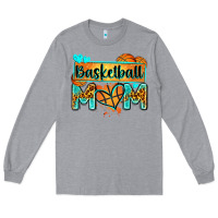 Heather Grey basketball mom with leopard Long Sleeve Tee - Zillion Design Studio