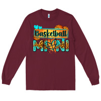 Burgundy basketball mini with leopard Long Sleeve Tee - Zillion Design Studio