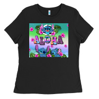 Black aloha stitch Ladies Tee - AdoDesignShop