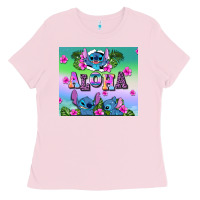 Bubblegum Pink aloha stitch Ladies Tee - AdoDesignShop