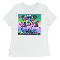 White aloha stitch Ladies Tee - AdoDesignShop
