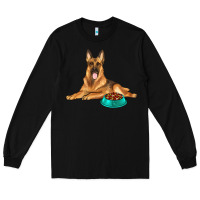Black german shepherd with food bowl Long Sleeve Tee - texasbilliewilder