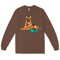 Chestnut german shepherd with food bowl Long Sleeve Tee - texasbilliewilder