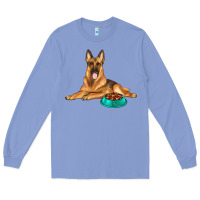 Colony Blue german shepherd with food bowl Long Sleeve Tee - texasbilliewilder