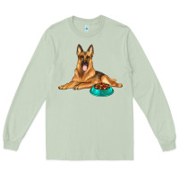 Matcha german shepherd with food bowl Long Sleeve Tee - texasbilliewilder