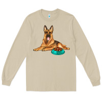 Mushroom german shepherd with food bowl Long Sleeve Tee - texasbilliewilder