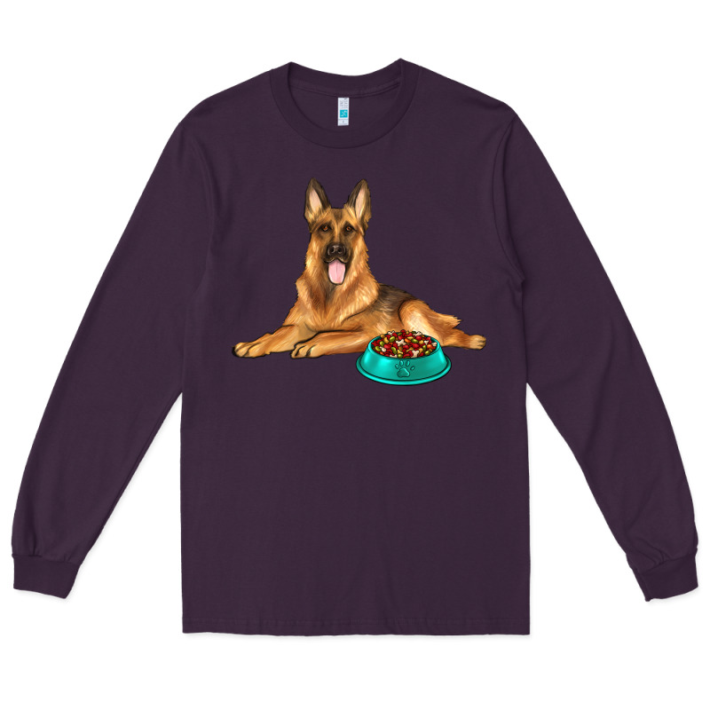 German Shepherd With Food Bowl Long Sleeve Tee by texasbilliewilder | Teevron