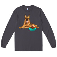 Smoke german shepherd with food bowl Long Sleeve Tee - texasbilliewilder