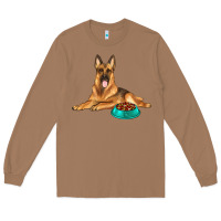 Toasted Coconut german shepherd with food bowl Long Sleeve Tee - texasbilliewilder