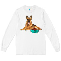 White german shepherd with food bowl Long Sleeve Tee - texasbilliewilder