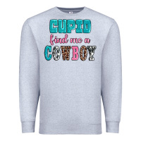 Heather Grey cupid find me a cowboy Premium Sweatshirt - AdoDesignShop