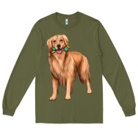 Army Green golden retriever with toys Long Sleeve Tee - texasbilliewilder