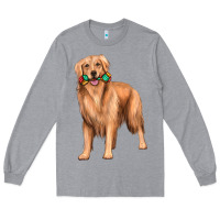 Heather Grey golden retriever with toys Long Sleeve Tee - texasbilliewilder