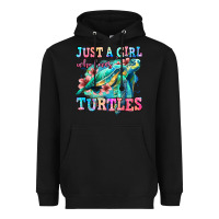 Black just a girl who loves turtles Heavyweight Hoodie - Jasminsmagicworld