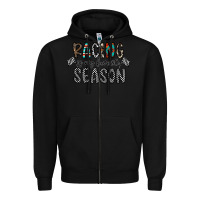 Black Racing Is My Favorite Season Zipper Hoodie - CowhideDigitalArt