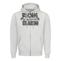Dove Grey Racing Is My Favorite Season Zipper Hoodie - CowhideDigitalArt