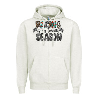 Oatmeal Heather Racing Is My Favorite Season Zipper Hoodie - CowhideDigitalArt