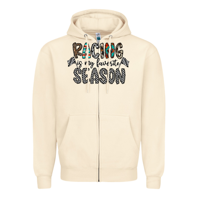 Racing Is My Favorite Season Zipper Hoodie by CowhideDigitalArt | Teevron