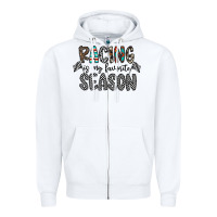 White Racing Is My Favorite Season Zipper Hoodie - CowhideDigitalArt
