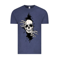 Vintage Denim skull in the wall file Vintage Tee - MaliasSmallBusiness