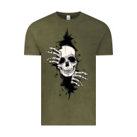 Vintage Olive skull in the wall file Vintage Tee - MaliasSmallBusiness