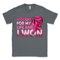 Charcoal Heather I Fought For My Life and I Won Breast Cancer Classic Tee - texasbilliewilder