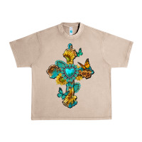 French Oak western cross with gemstone and sunflowers Urban Heavy Tee - texasbilliewilder
