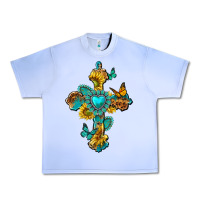 Grape Ice western cross with gemstone and sunflowers Urban Heavy Tee - texasbilliewilder