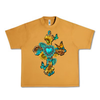 Peanut Butter western cross with gemstone and sunflowers Urban Heavy Tee - texasbilliewilder