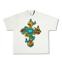 Pistachio western cross with gemstone and sunflowers Urban Heavy Tee - texasbilliewilder