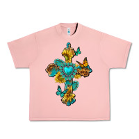 Salmon western cross with gemstone and sunflowers Urban Heavy Tee - texasbilliewilder