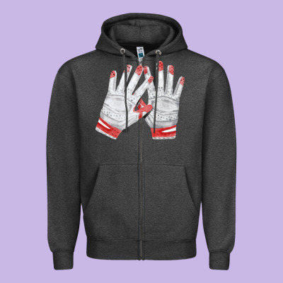 Batting Gloves Zipper Hoodie Designed By Fadigitalartstudio