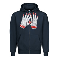 Navy batting gloves Zipper Hoodie - FaDigitalArtStudio